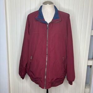Lands End Classic Squall Jacket Mens XXL 50- 52 Fleece‎ Lined Bomber Coat Maroon